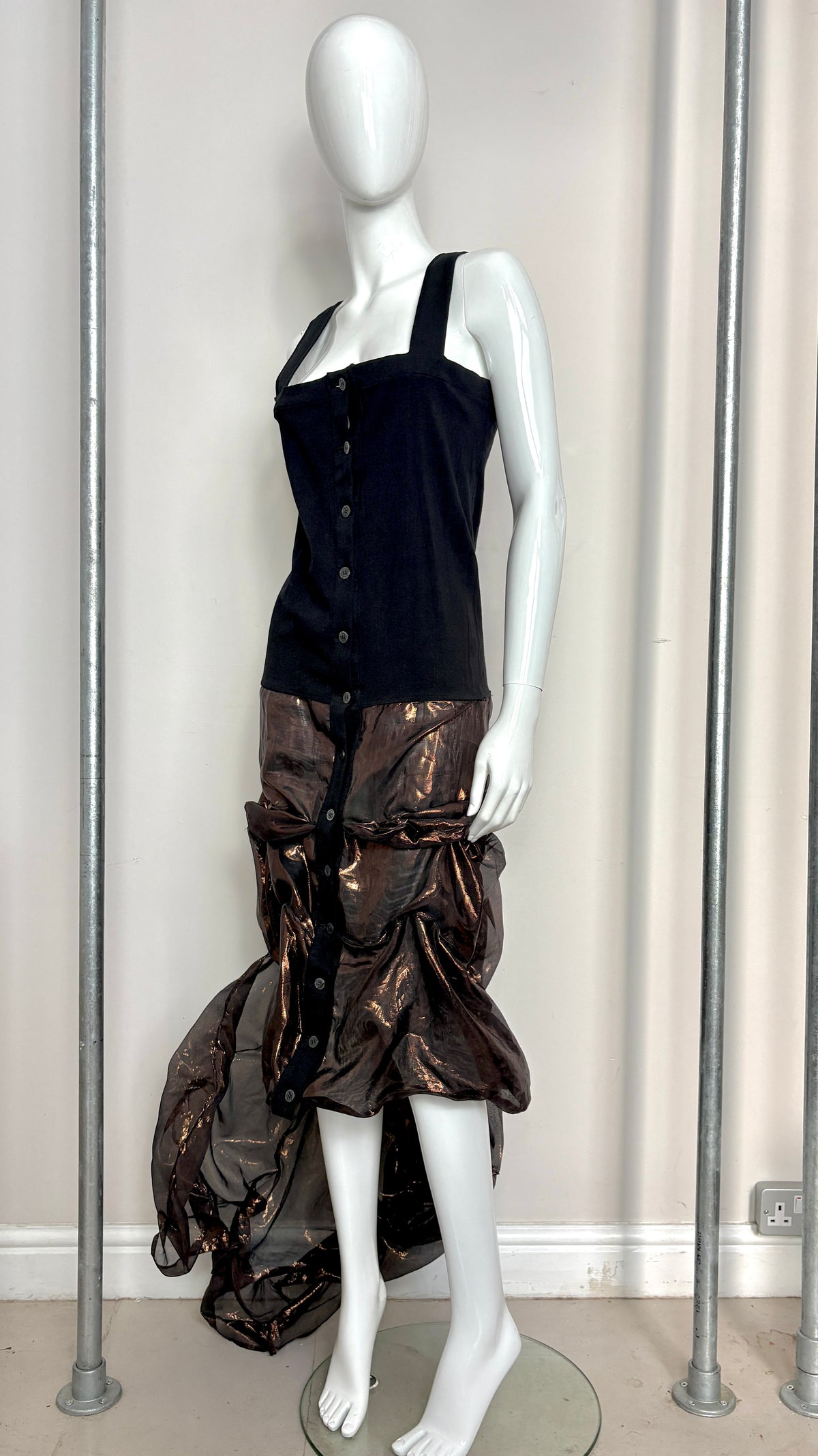 Yohji YamamotoS/S 1987 wired jacket and dress bronze skirt ensemble