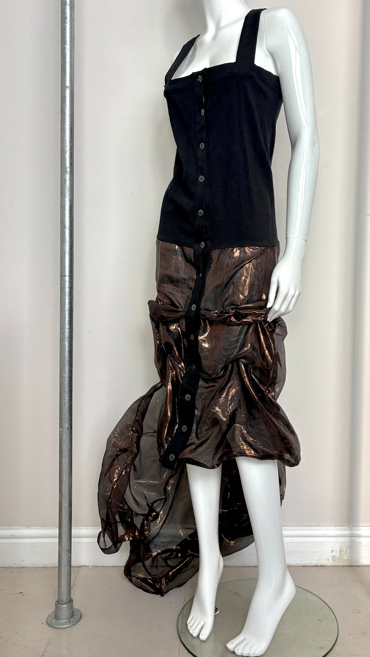 Yohji YamamotoS/S 1987 wired jacket and dress bronze skirt ensemble