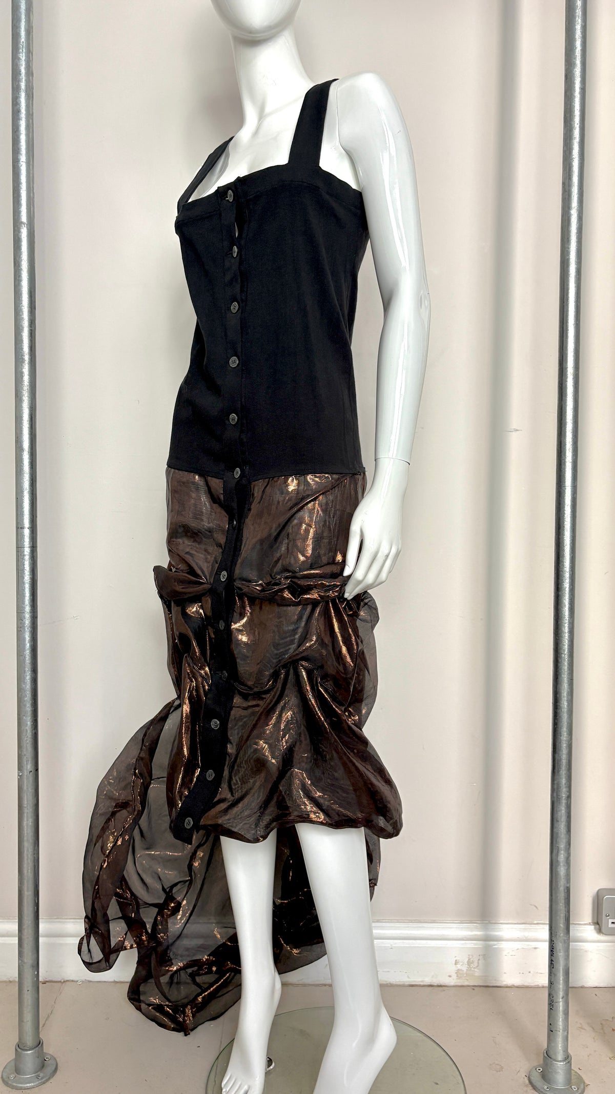 Yohji YamamotoS/S 1987 wired jacket and dress bronze skirt ensemble