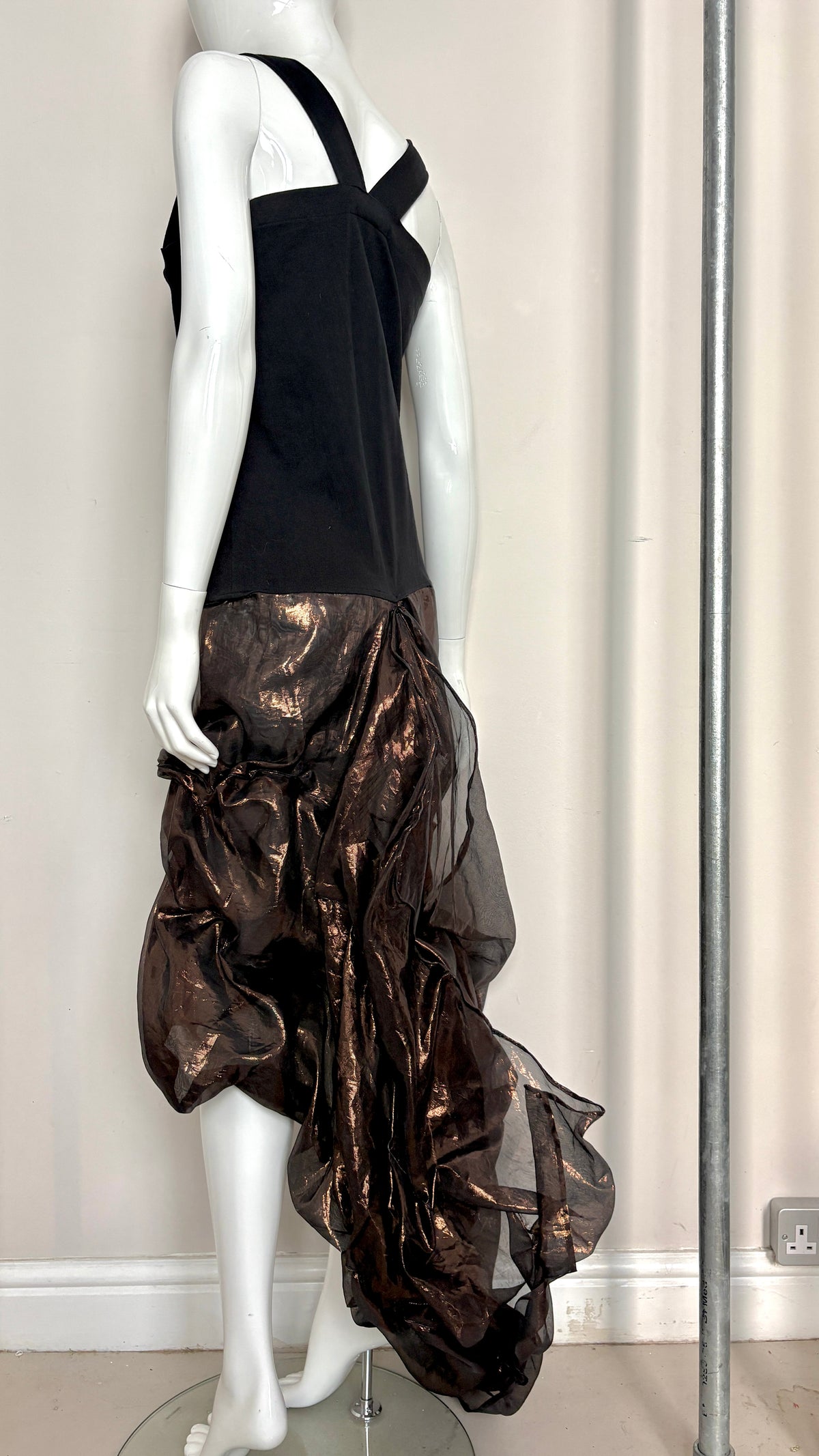Yohji YamamotoS/S 1987 wired jacket and dress bronze skirt ensemble