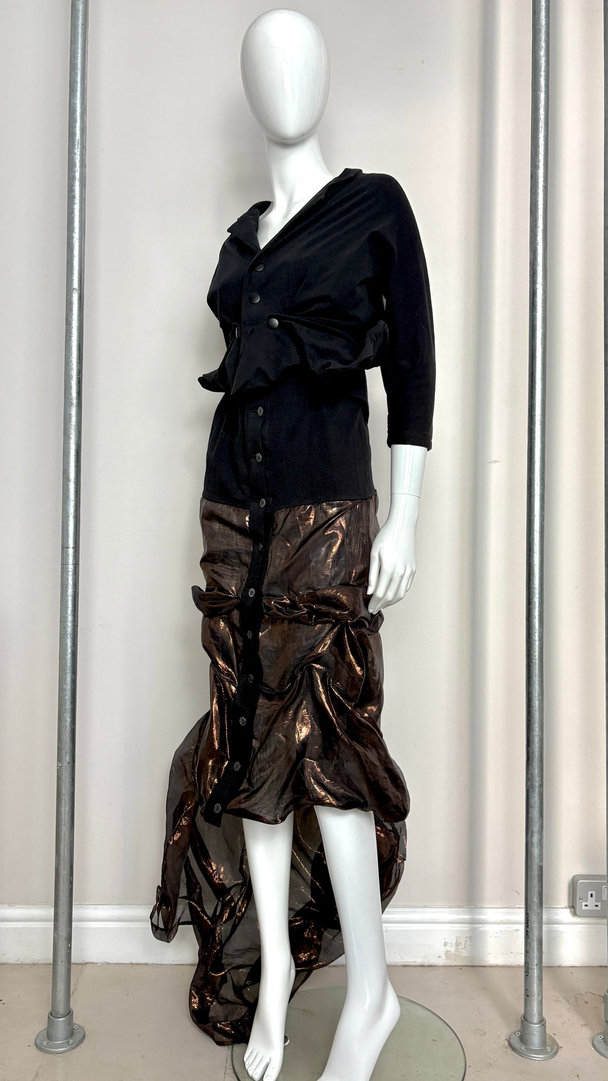 Yohji YamamotoS/S 1987 wired jacket and dress bronze skirt ensemble