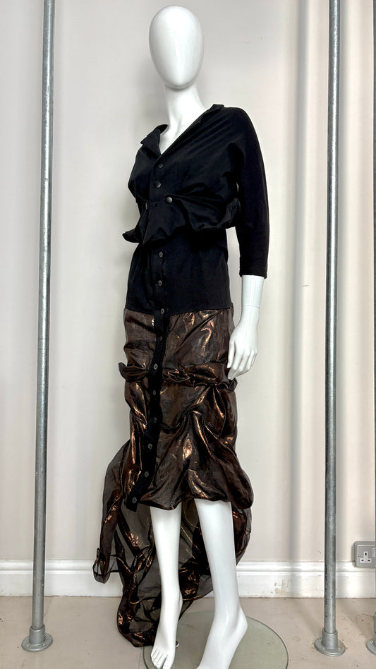 Yohji YamamotoS/S 1987 wired jacket and dress bronze skirt ensemble