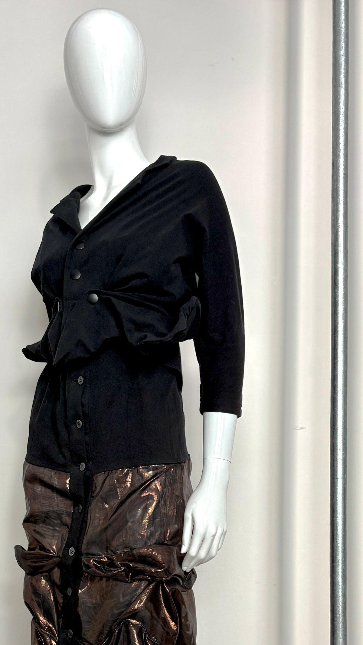 Yohji YamamotoS/S 1987 wired jacket and dress bronze skirt ensemble