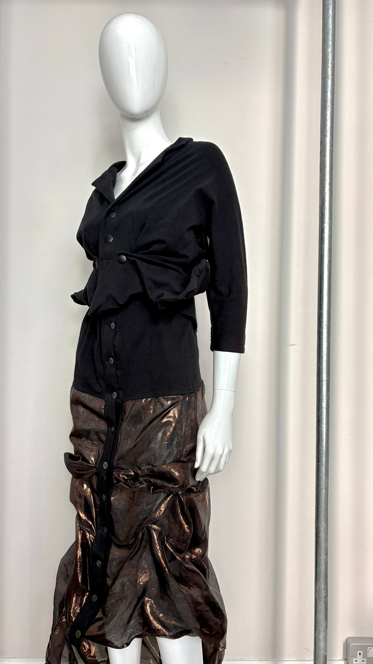 Yohji YamamotoS/S 1987 wired jacket and dress bronze skirt ensemble
