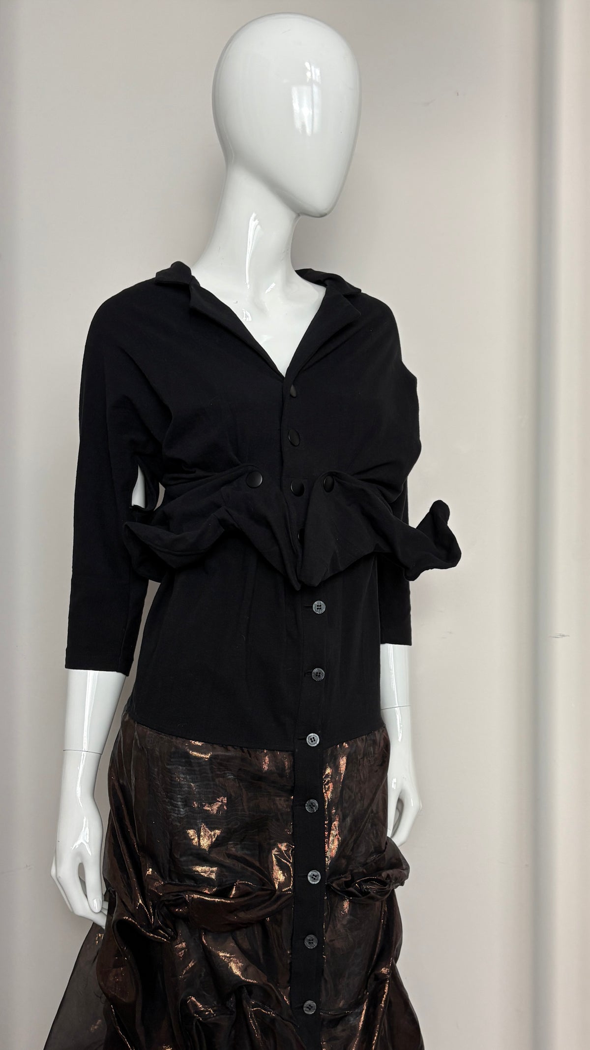 Yohji YamamotoS/S 1987 wired jacket and dress bronze skirt ensemble