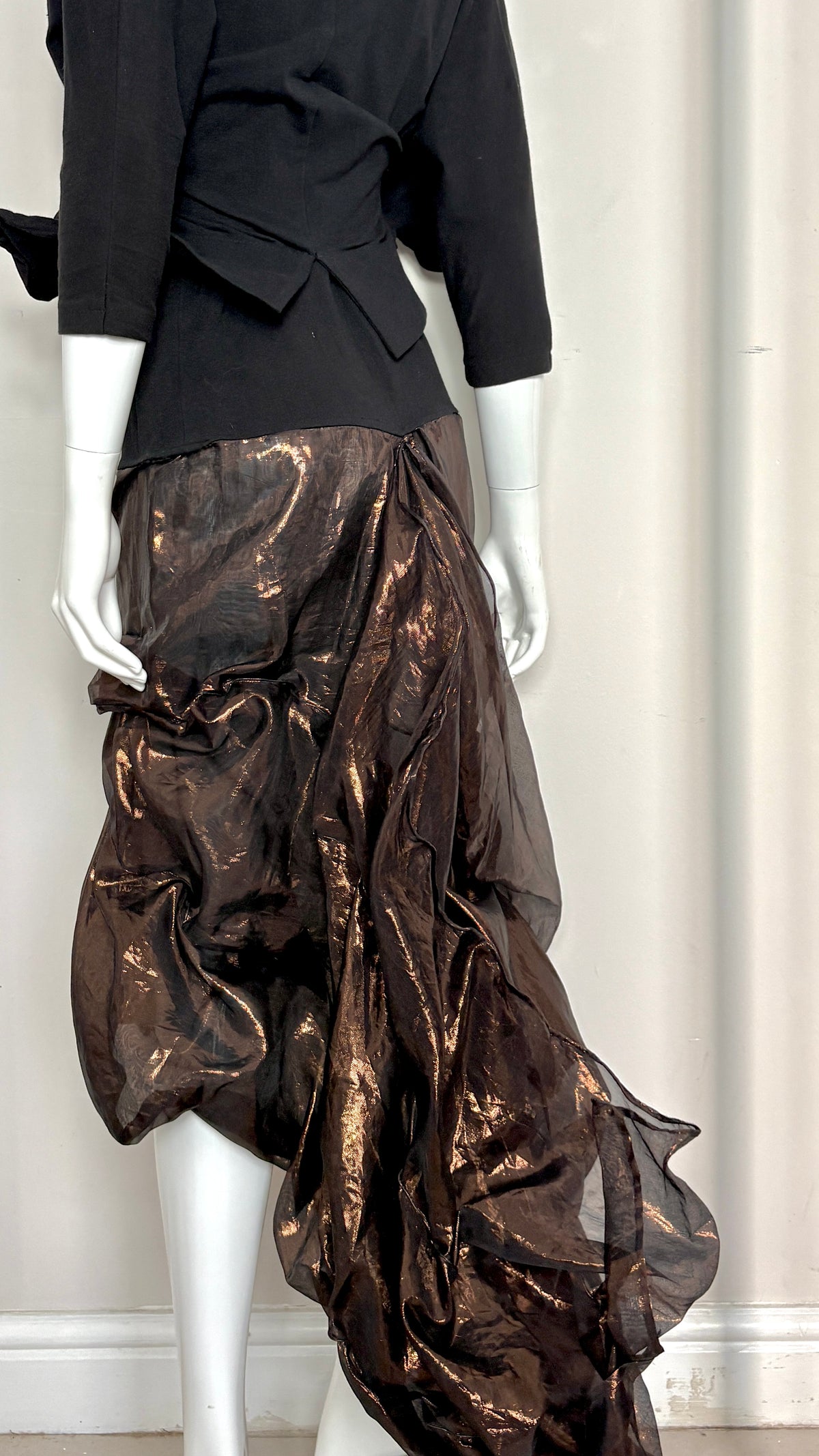 Yohji YamamotoS/S 1987 wired jacket and dress bronze skirt ensemble