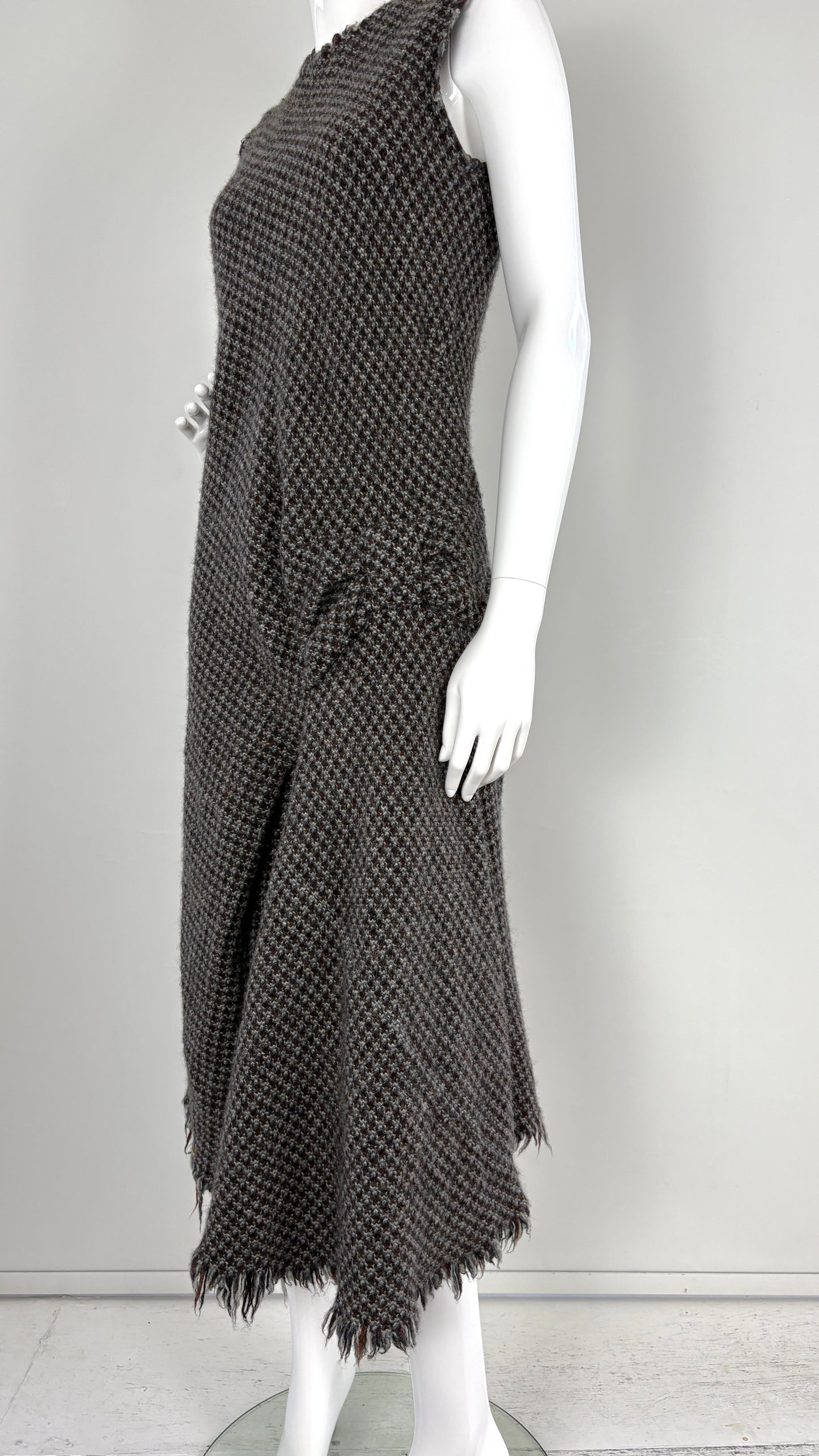 Junya Watanabe A/W 2003 integrated raw edge tweed bow dress