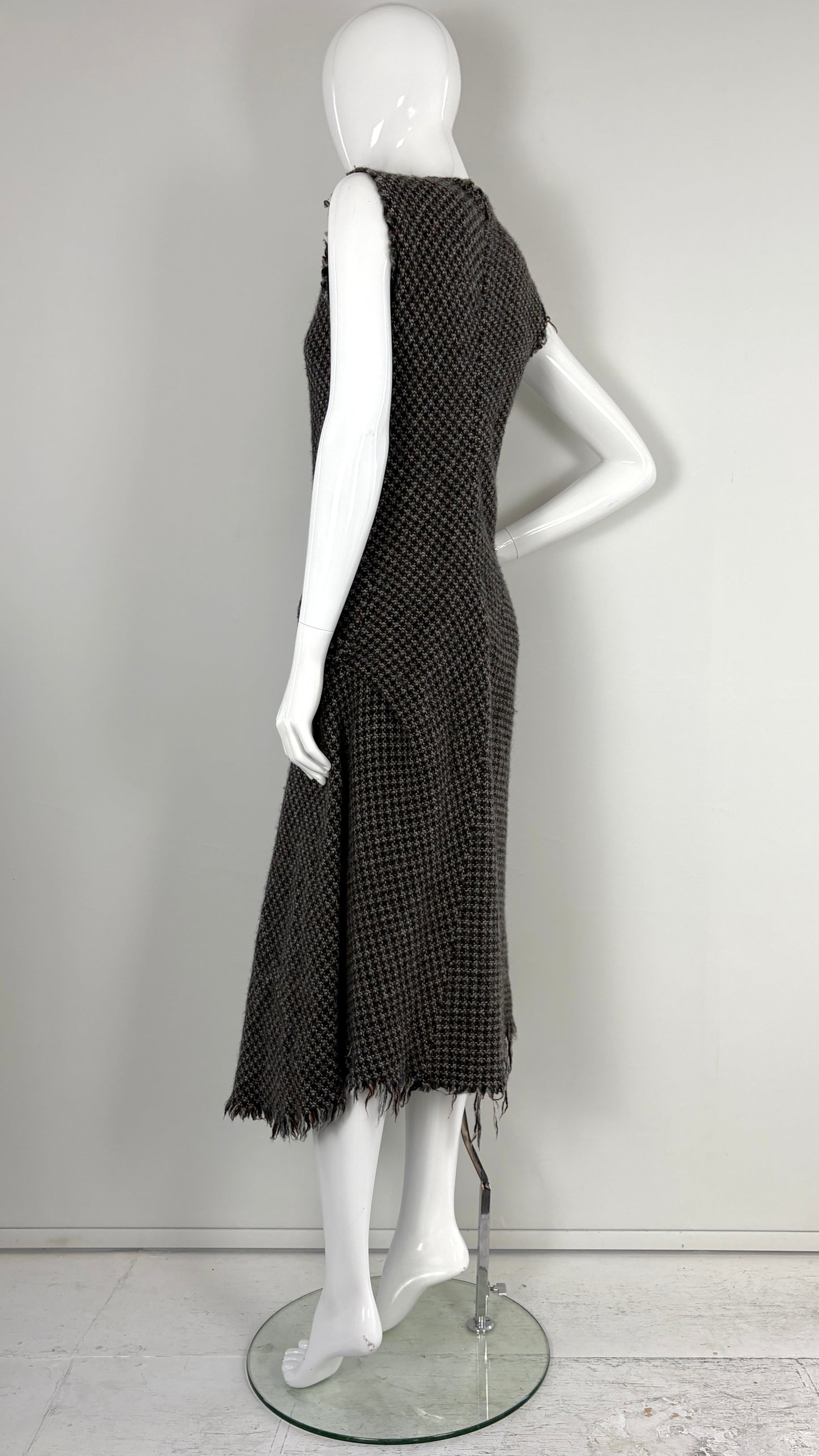 Junya Watanabe A/W 2003 integrated raw edge tweed bow dress