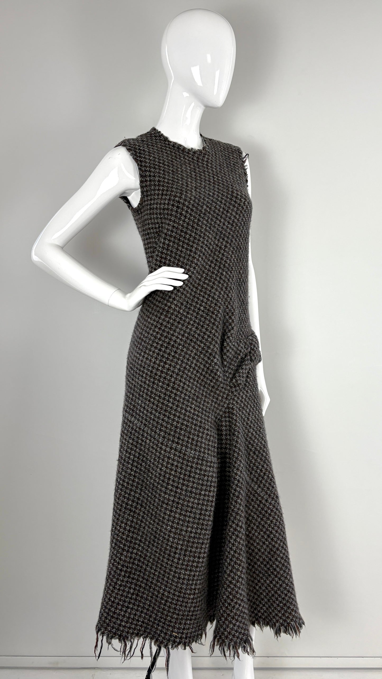 Junya Watanabe A/W 2003 integrated raw edge tweed bow dress