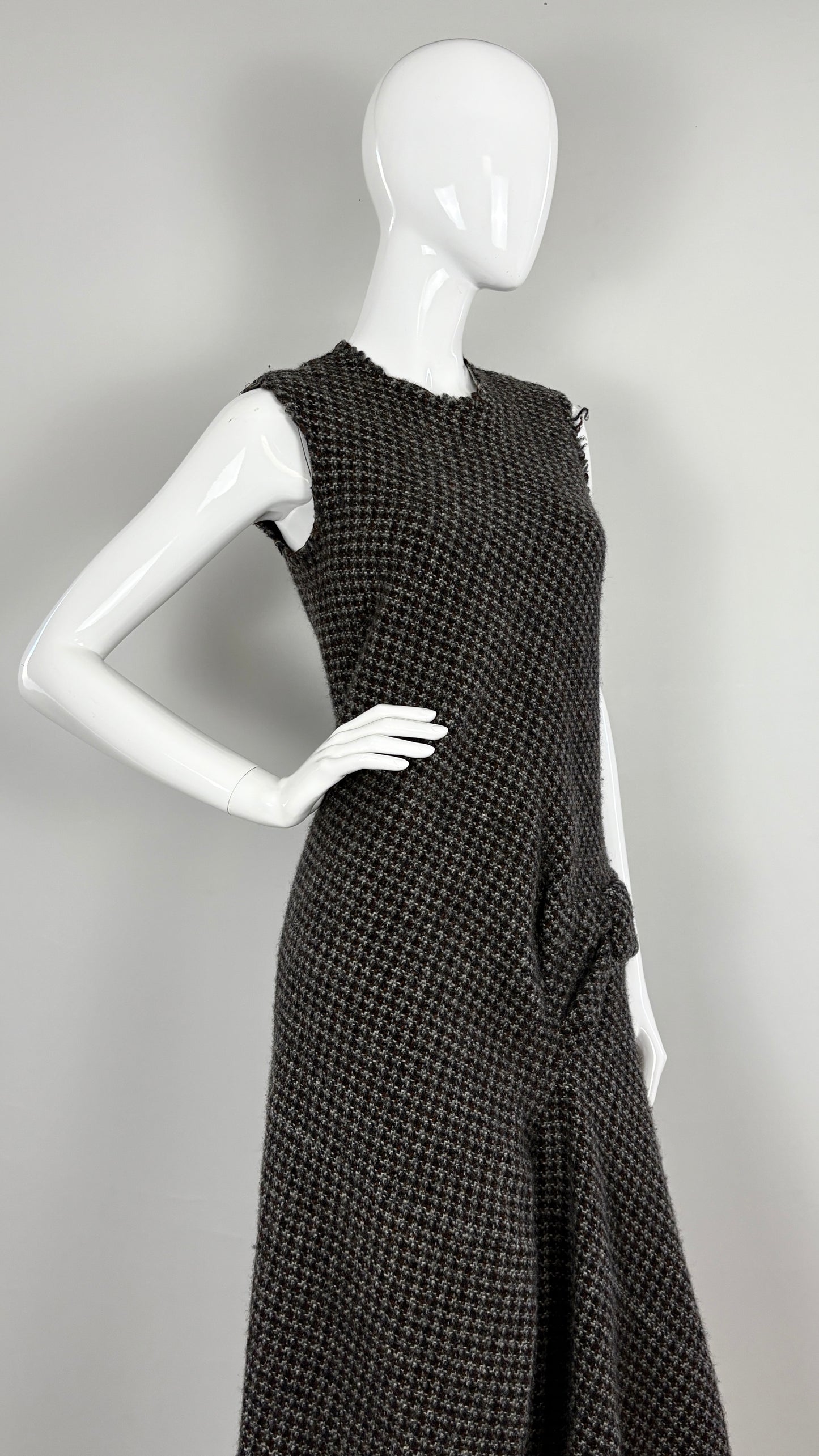 Junya Watanabe A/W 2003 integrated raw edge tweed bow dress