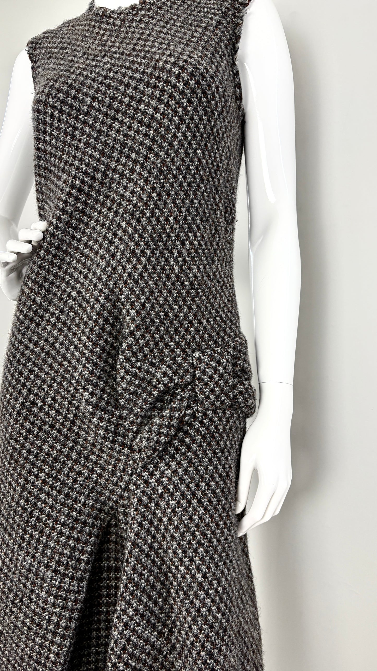 Junya Watanabe A/W 2003 integrated raw edge tweed bow dress