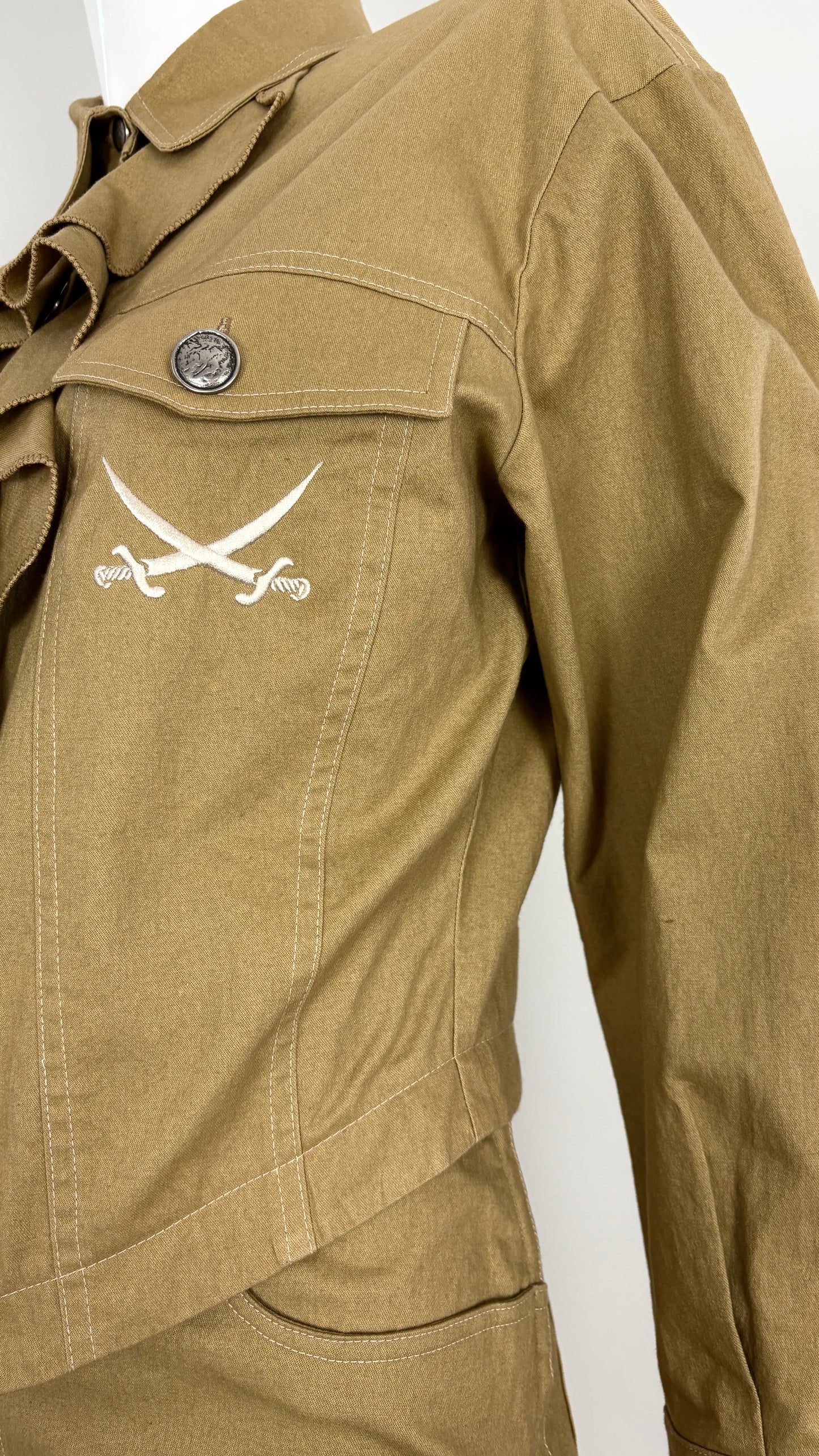 Future Ozbek camel ensemble with sword embroidery