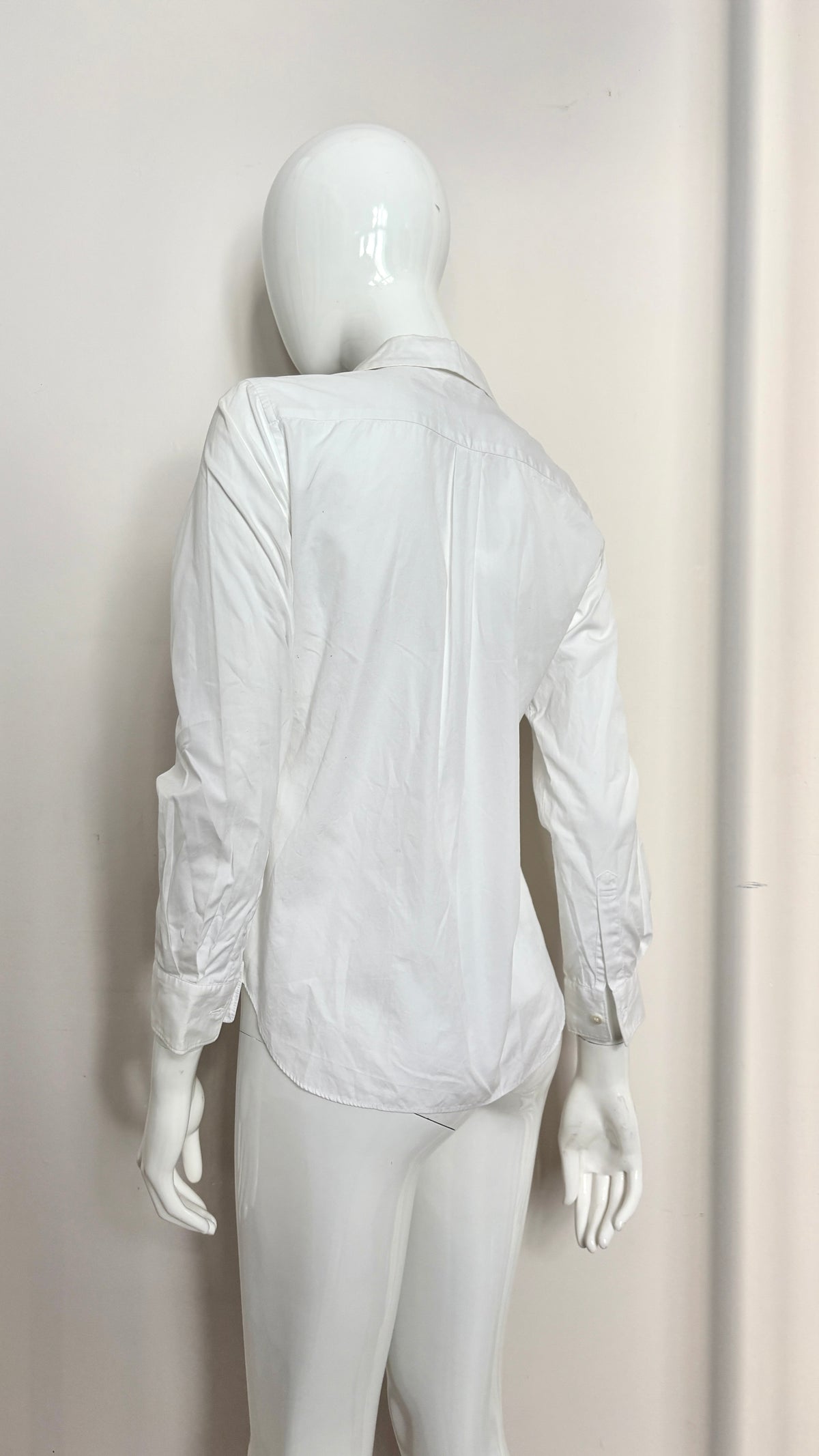 Comme des Garcons white blouse with raw edge ruffle