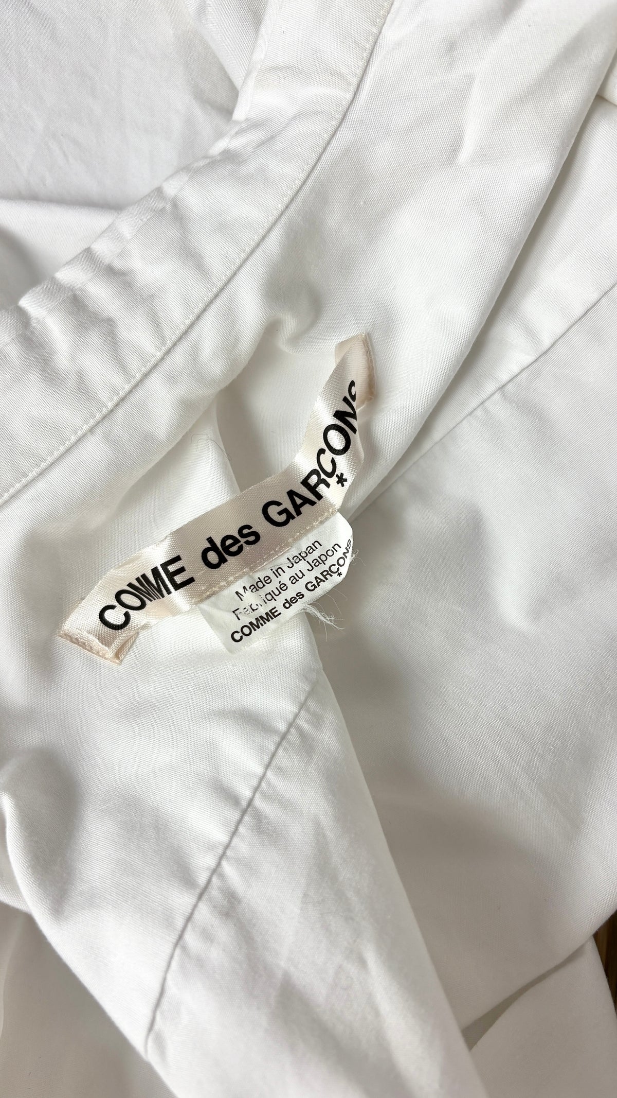 Comme des Garcons white blouse with raw edge ruffle