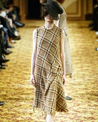 Junya Watanabe A/W 2003 integrated raw edge tweed bow dress