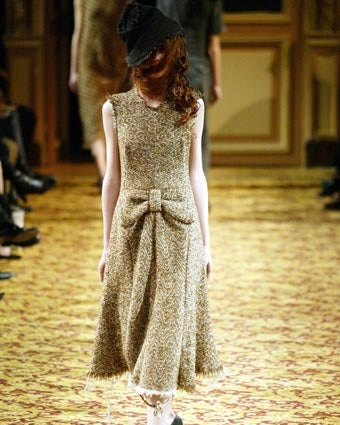Junya Watanabe A/W 2003 integrated raw edge tweed bow dress