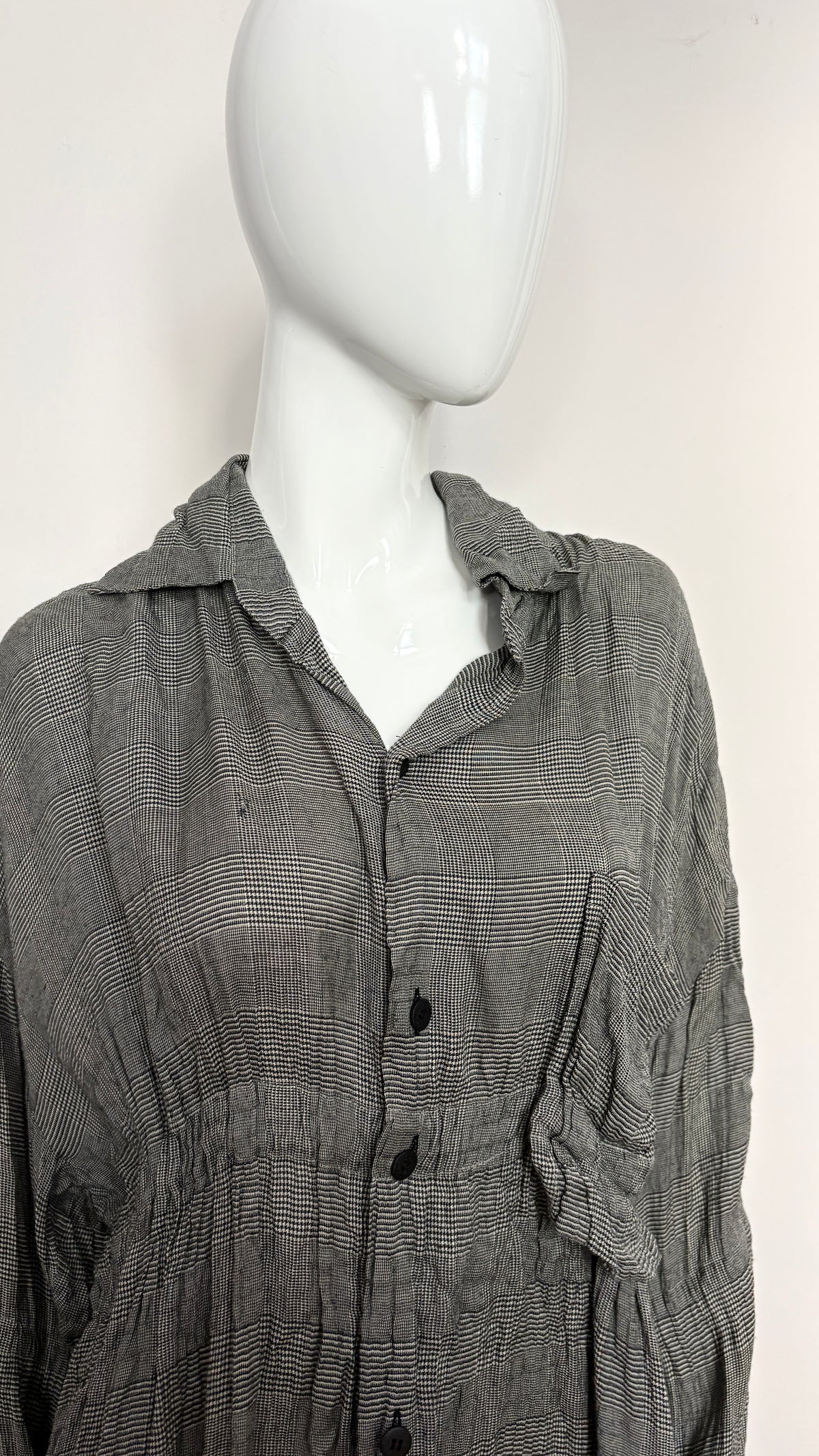 Issey Miyake warped houndstooth check shirt