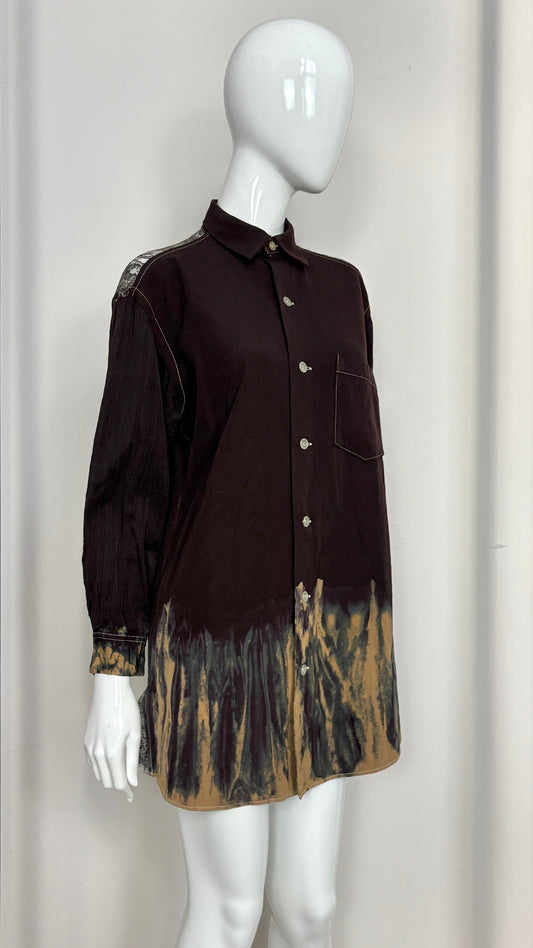Yohji Yamamoto dip dye shirt with lace yoke