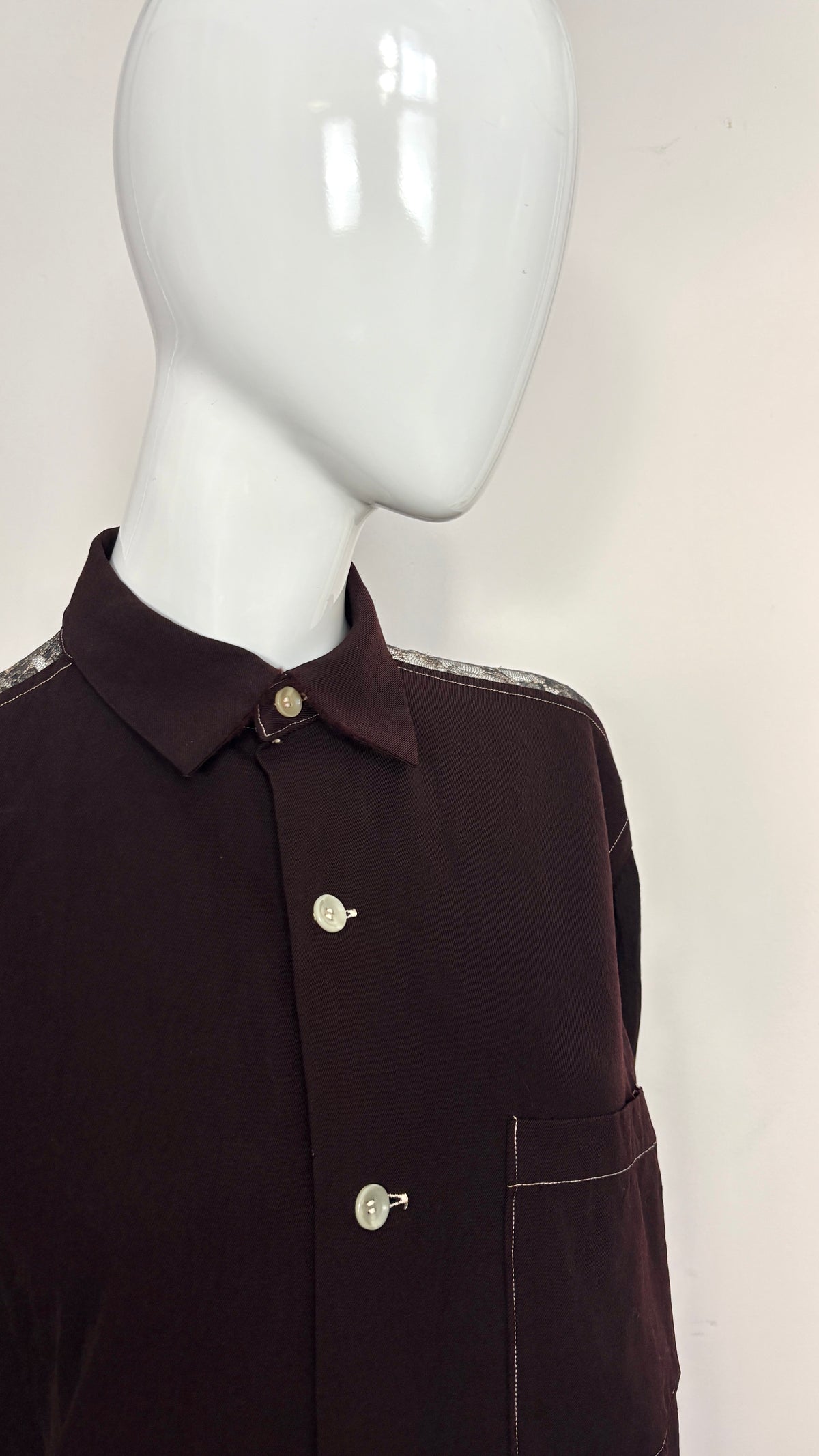 Yohji Yamamoto dip dye shirt with lace yoke