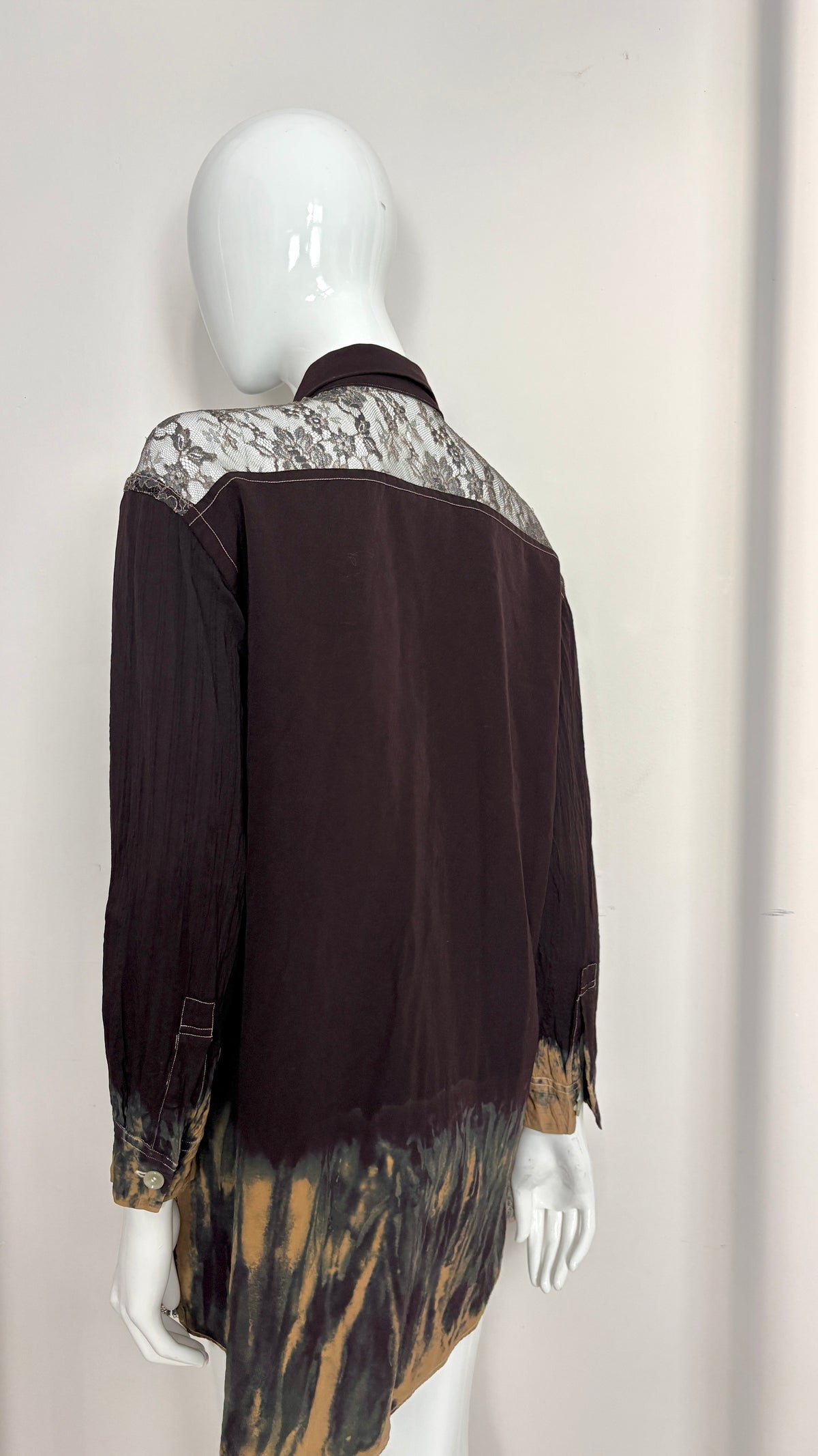 Yohji Yamamoto dip dye shirt with lace yoke