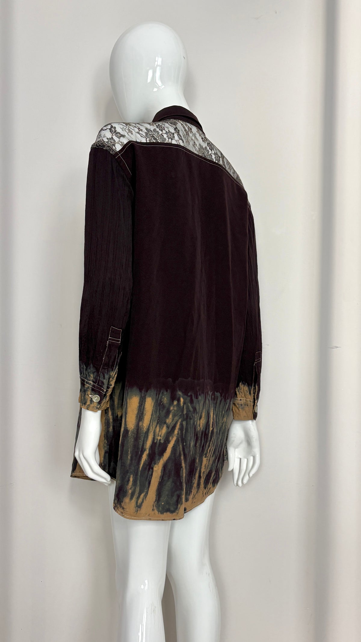 Yohji Yamamoto dip dye shirt with lace yoke