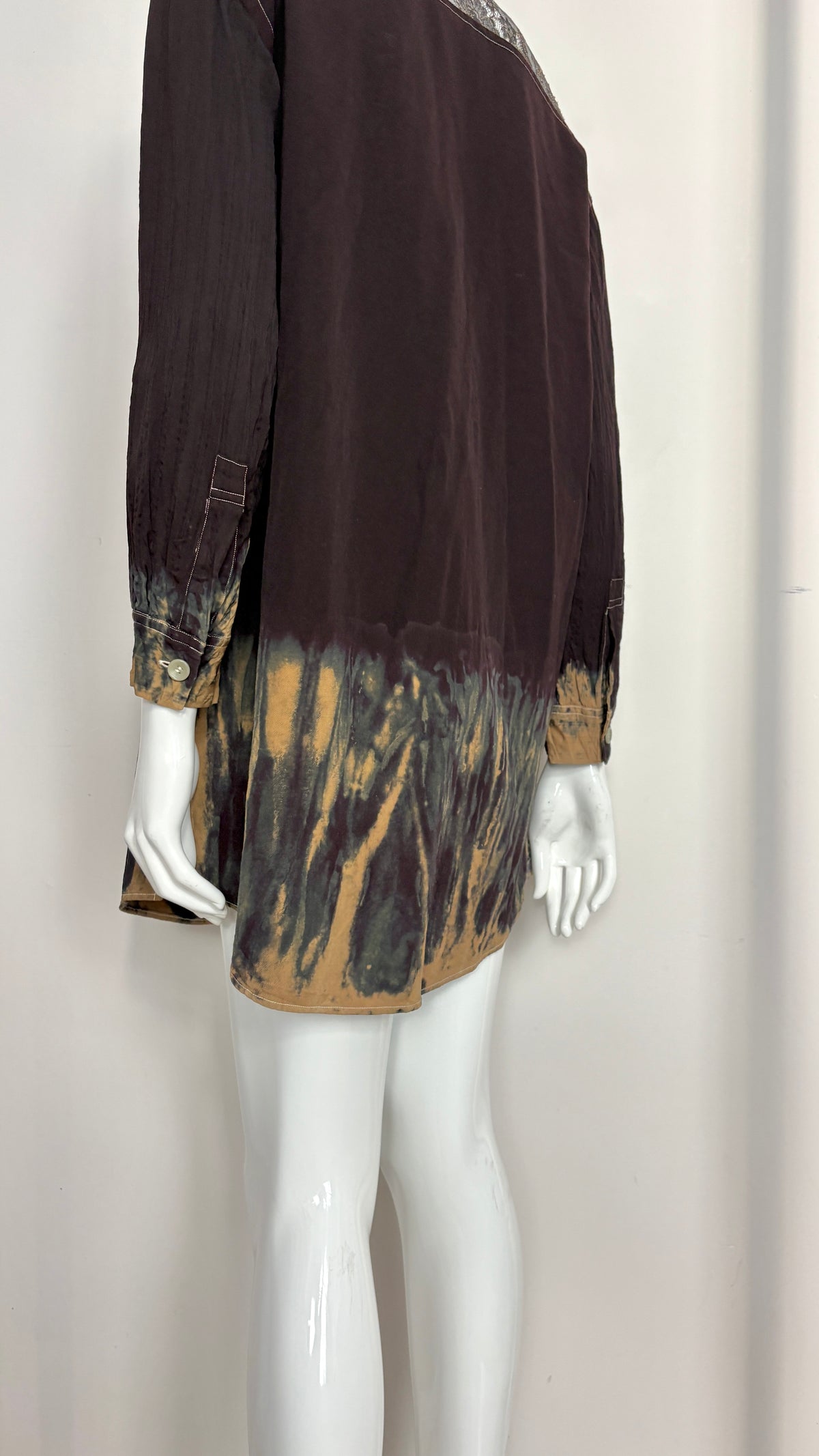 Yohji Yamamoto dip dye shirt with lace yoke
