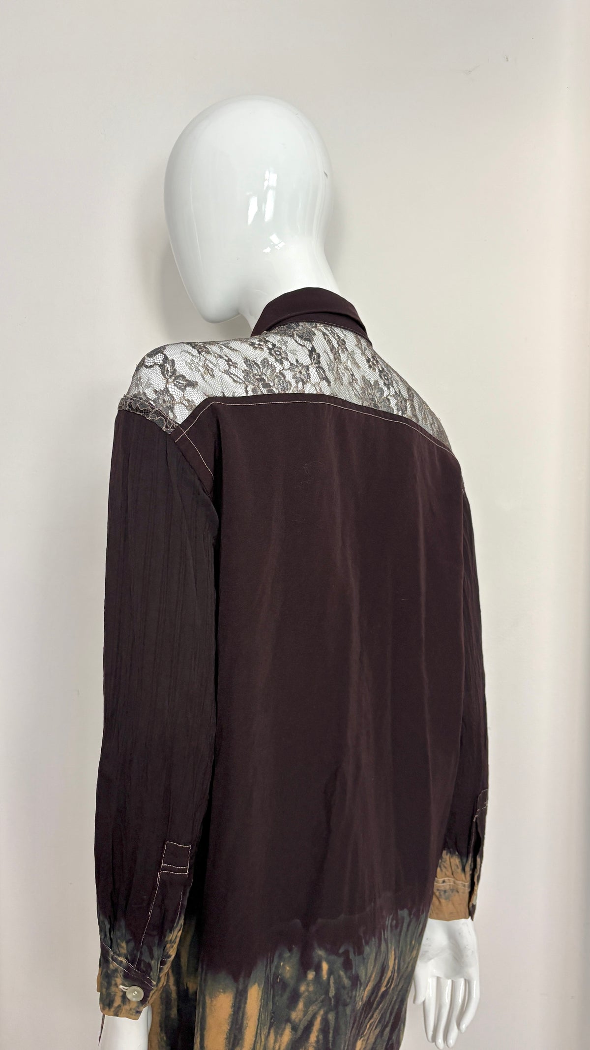 Yohji Yamamoto dip dye shirt with lace yoke