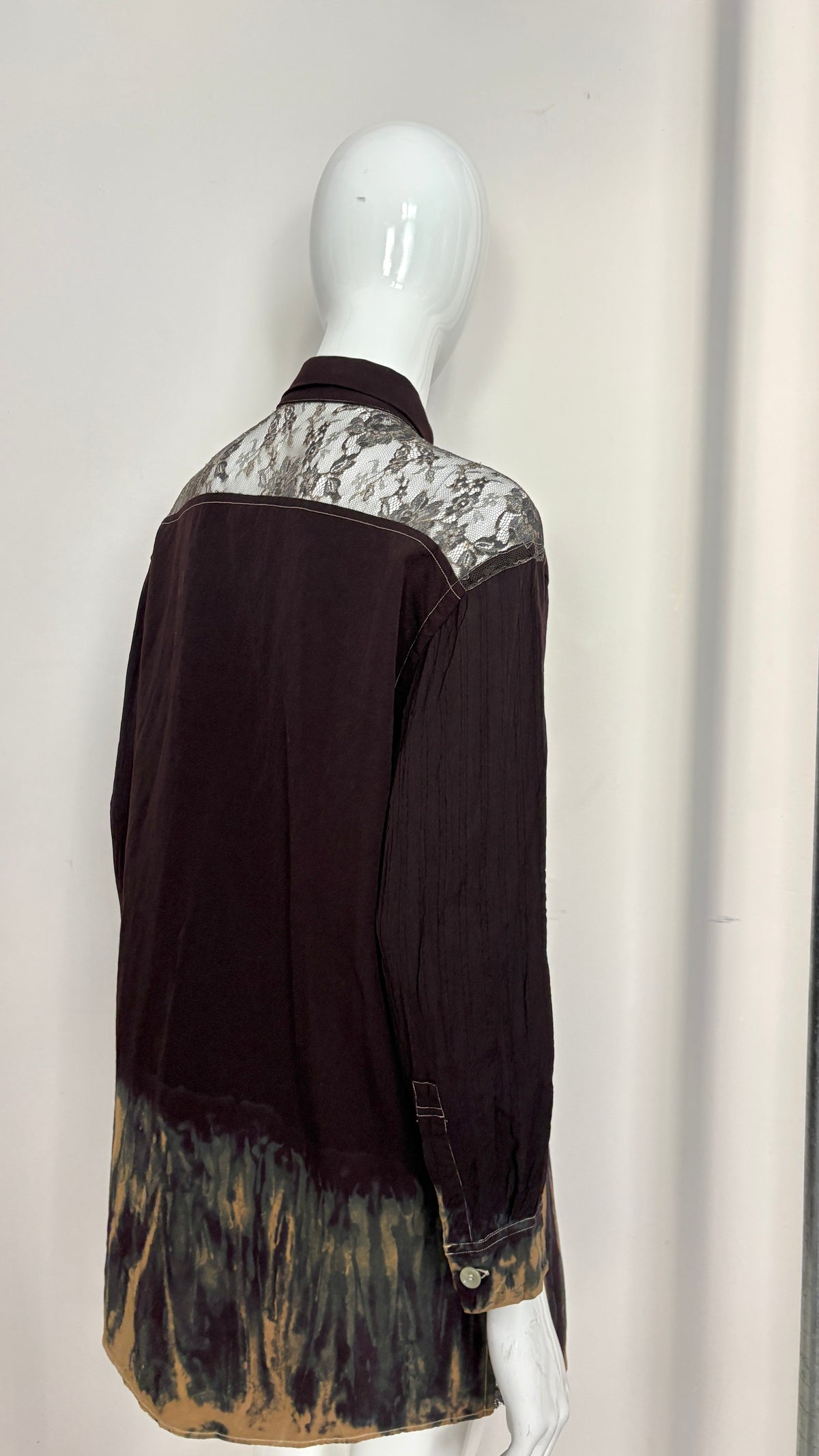 Yohji Yamamoto dip dye shirt with lace yoke
