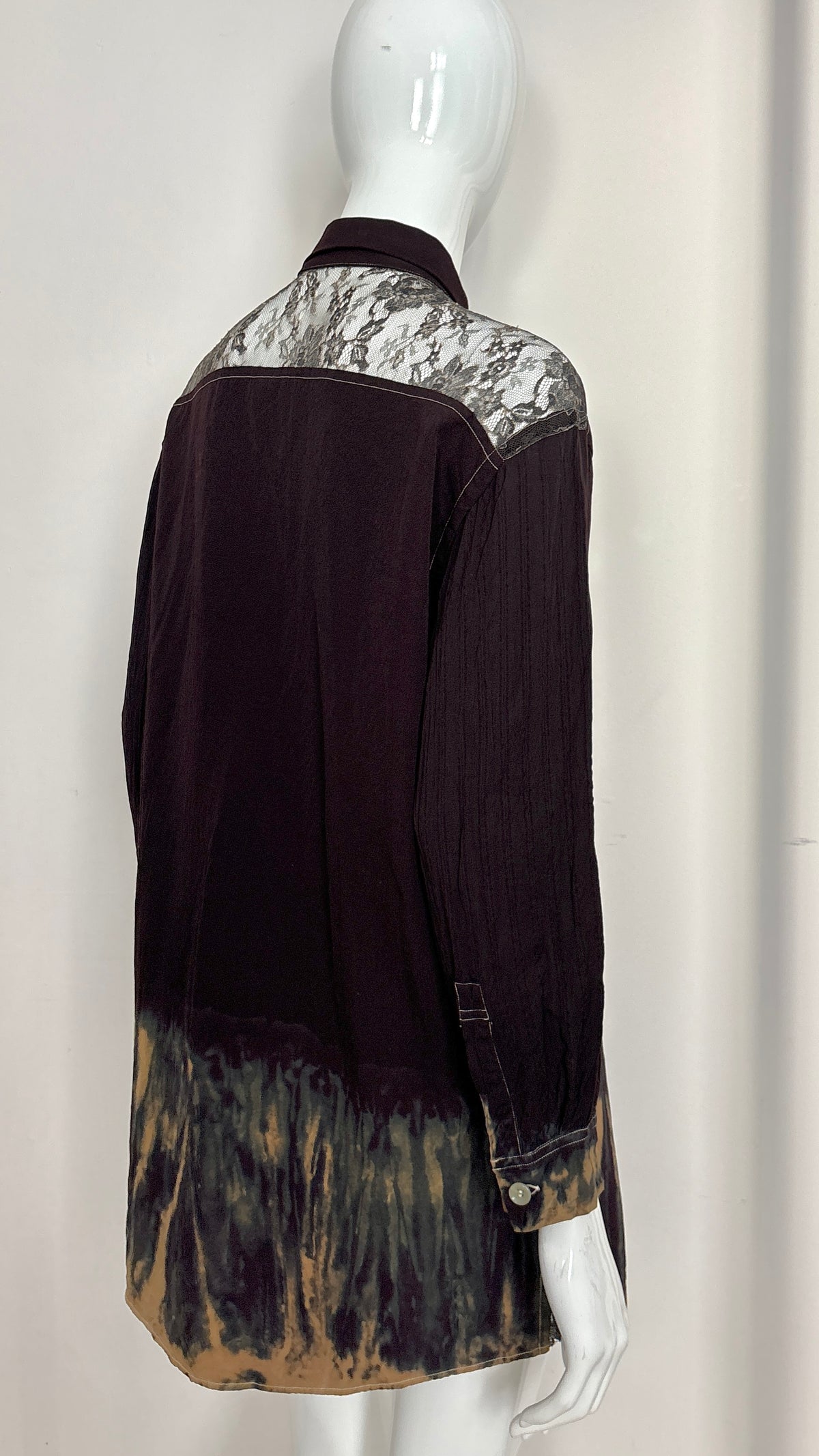 Yohji Yamamoto dip dye shirt with lace yoke