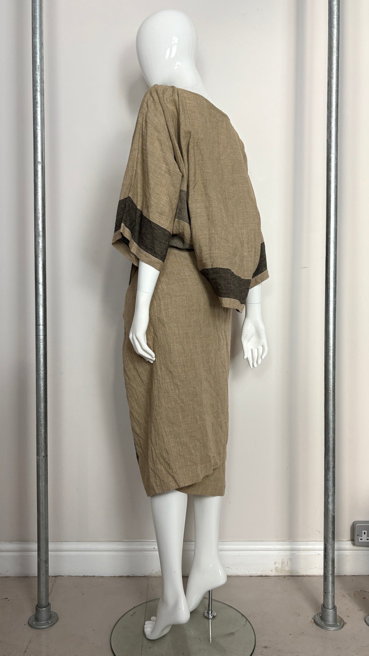 Issey Miyake plaid wrap drerss