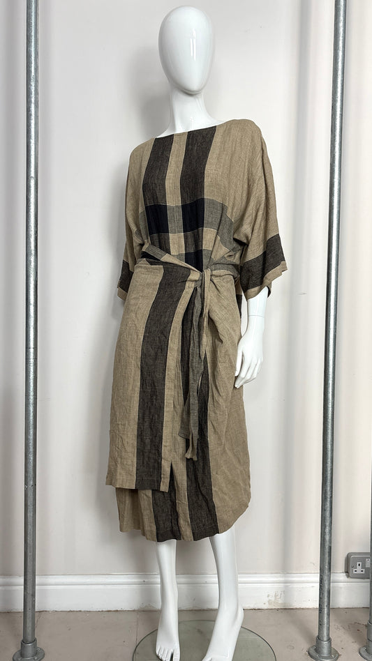Issey Miyake plaid wrap drerss