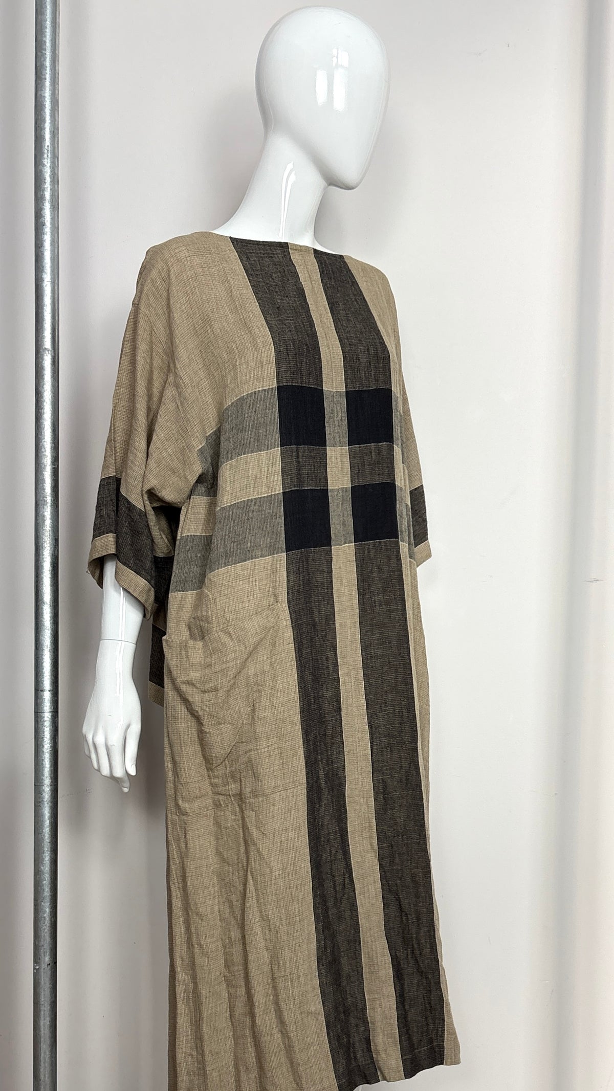 Issey Miyake plaid wrap drerss