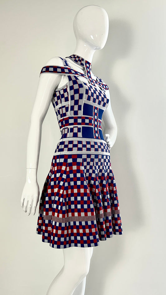Alexander McQueen S/S 2014 chequerboard knitted dress