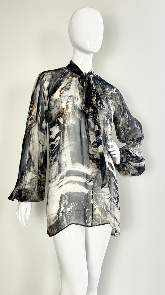 Alexander McQueen A/W 2006 printed chiffon blouse