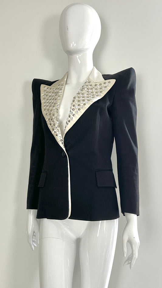 Balmain dramatic shoulder studded jacket