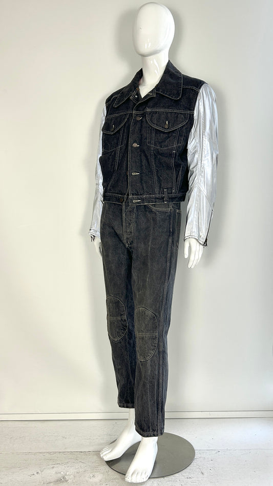 Walter Van Beirendonck reflective denim ensemble