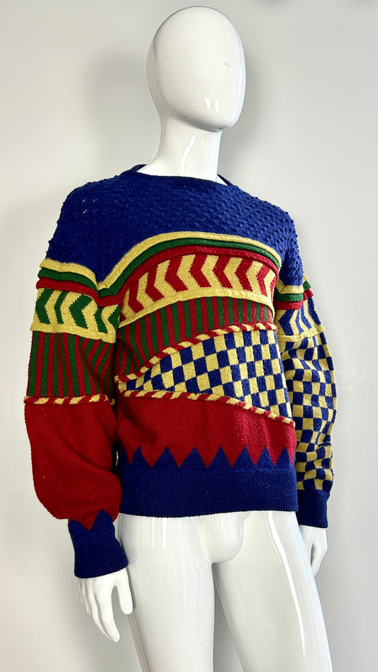 Issey Miyake A/W 1982/1983 collage knitted jumper