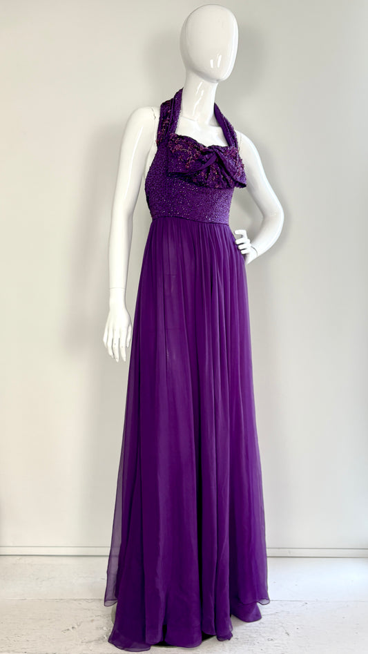 Christian Dior purple embroidered gown