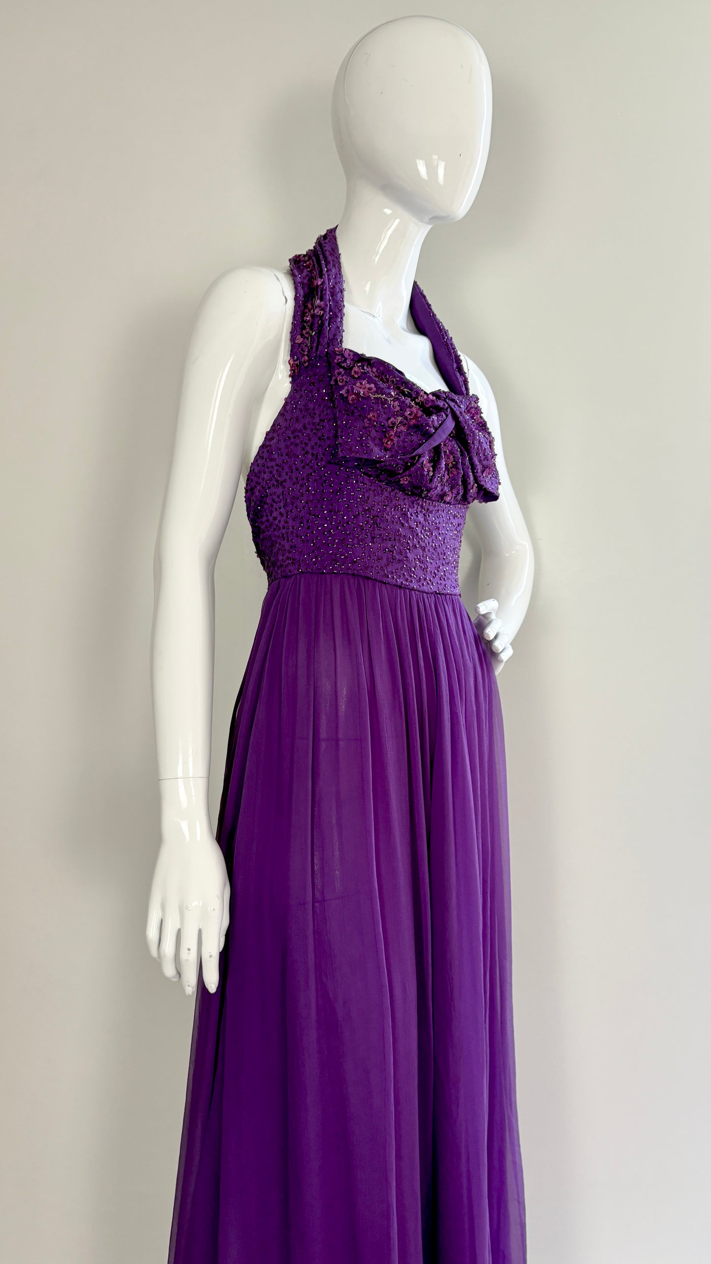 Christian Dior purple embroidered gown