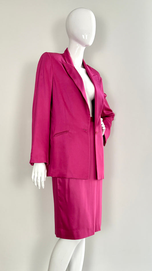 Stephen Sprouse pink skirt suit