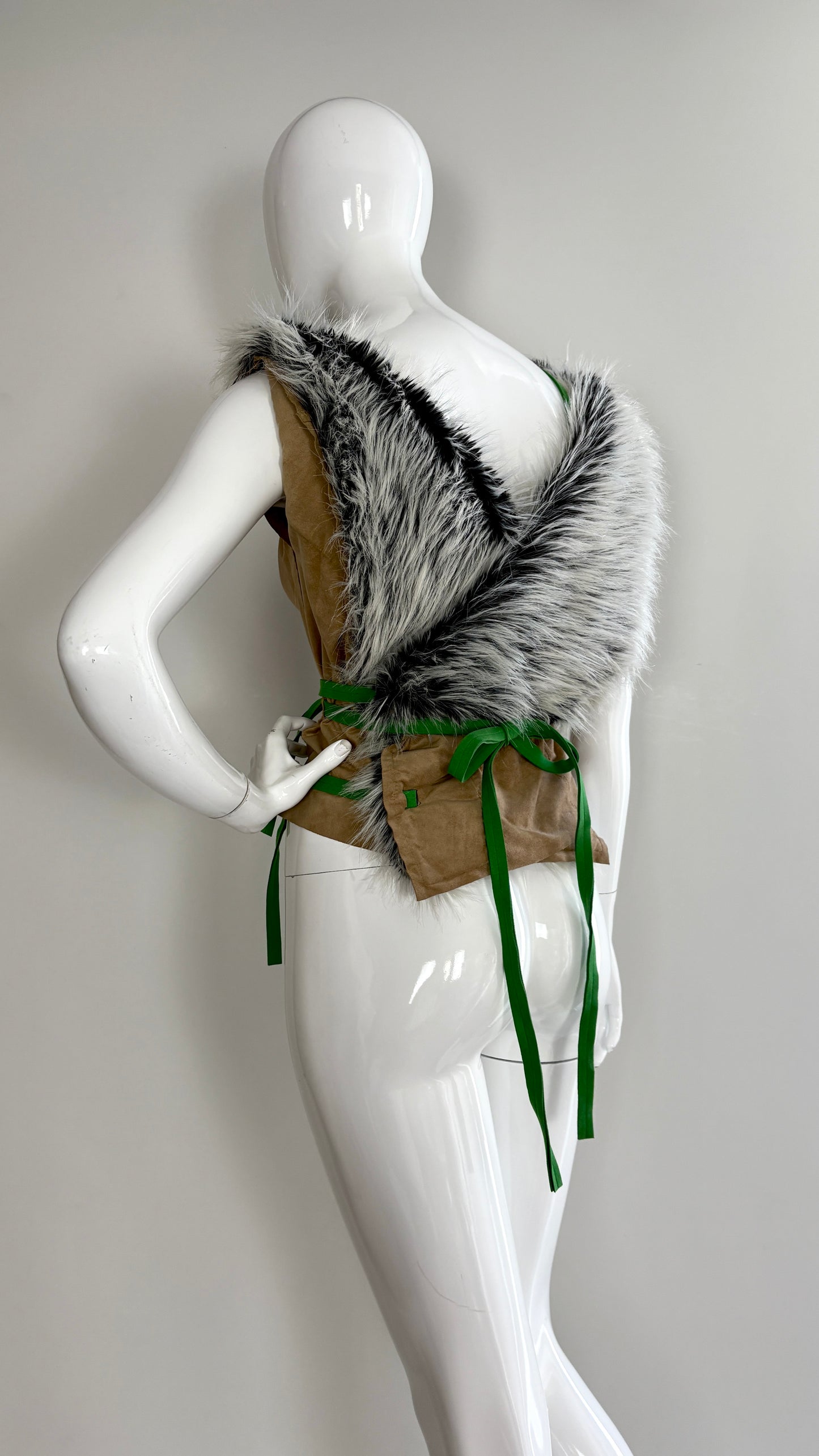 A Issey Miyake by Naoki Takizawa A/W 2001 beige suedette and faux fur wrap top