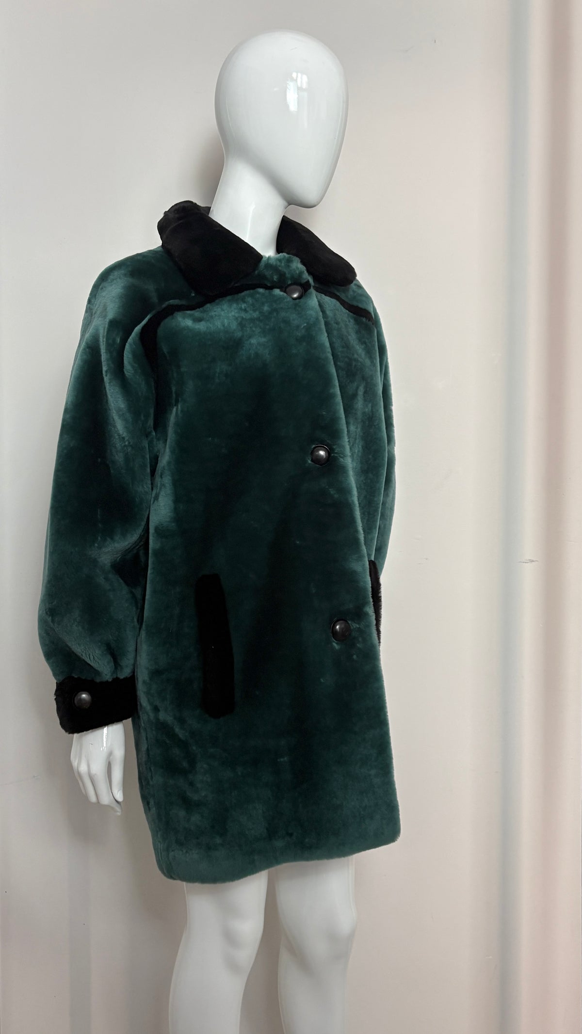 Christian Dior bottle green fur coat