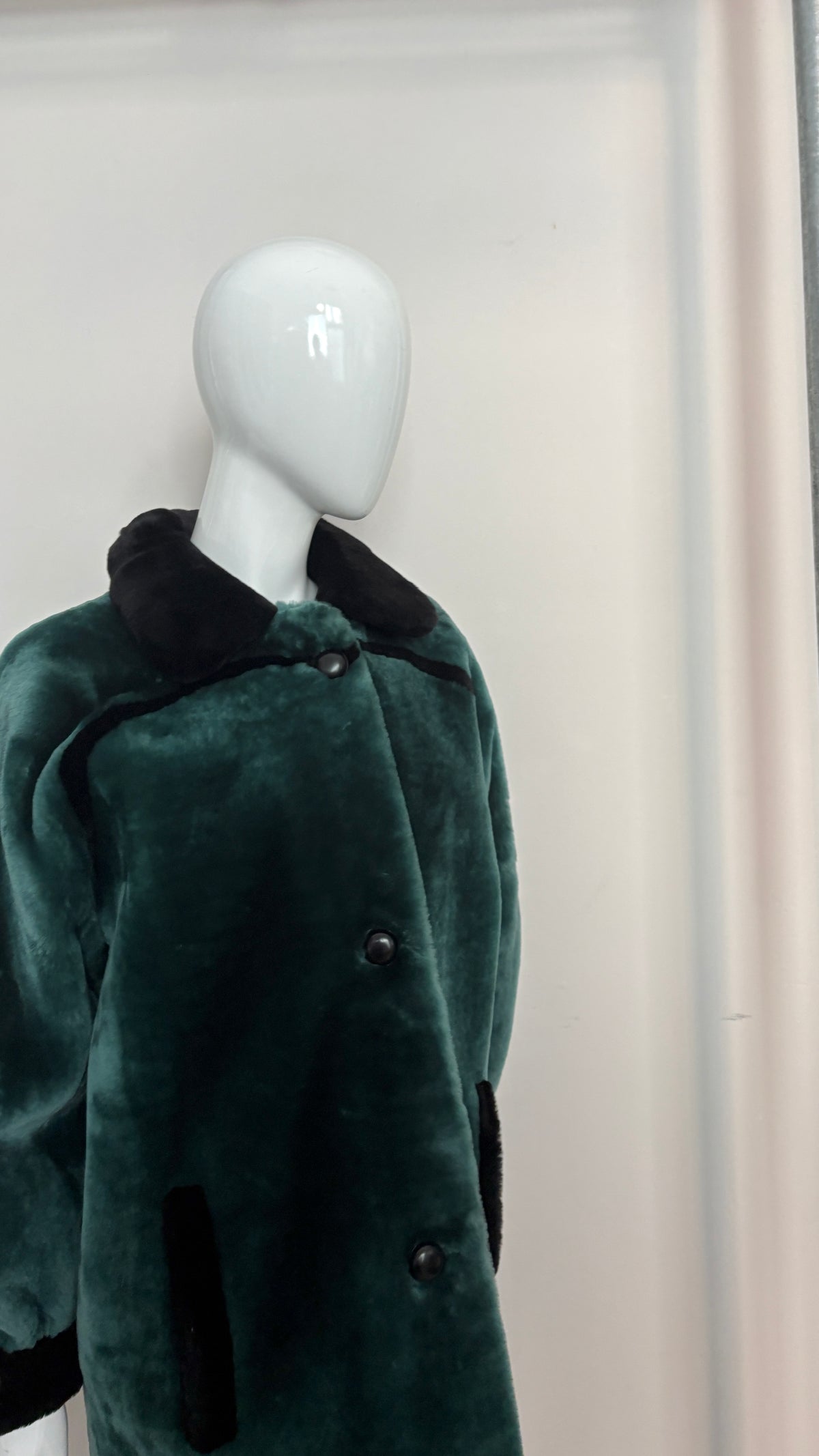 Christian Dior bottle green fur coat