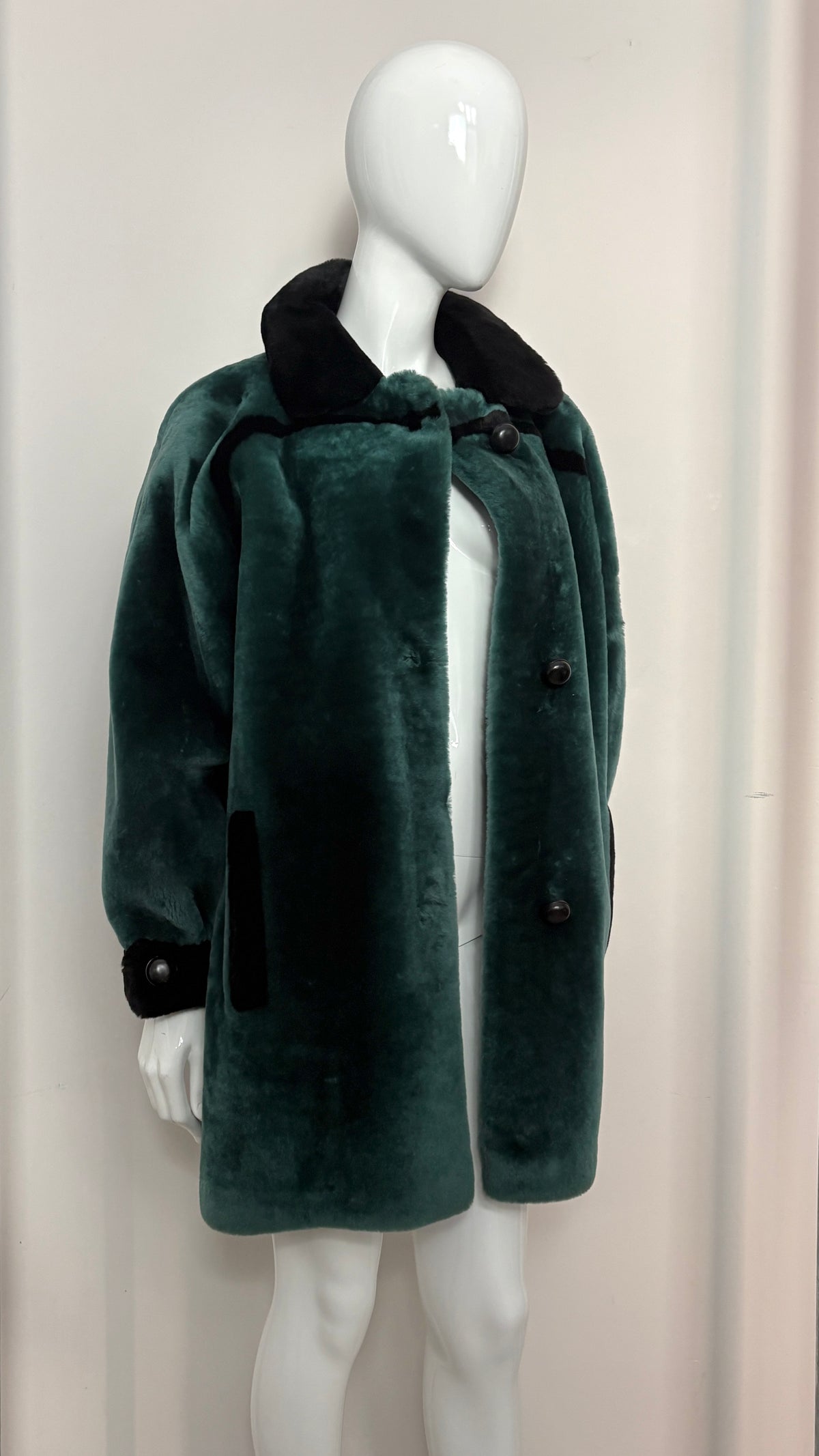 Christian Dior bottle green fur coat