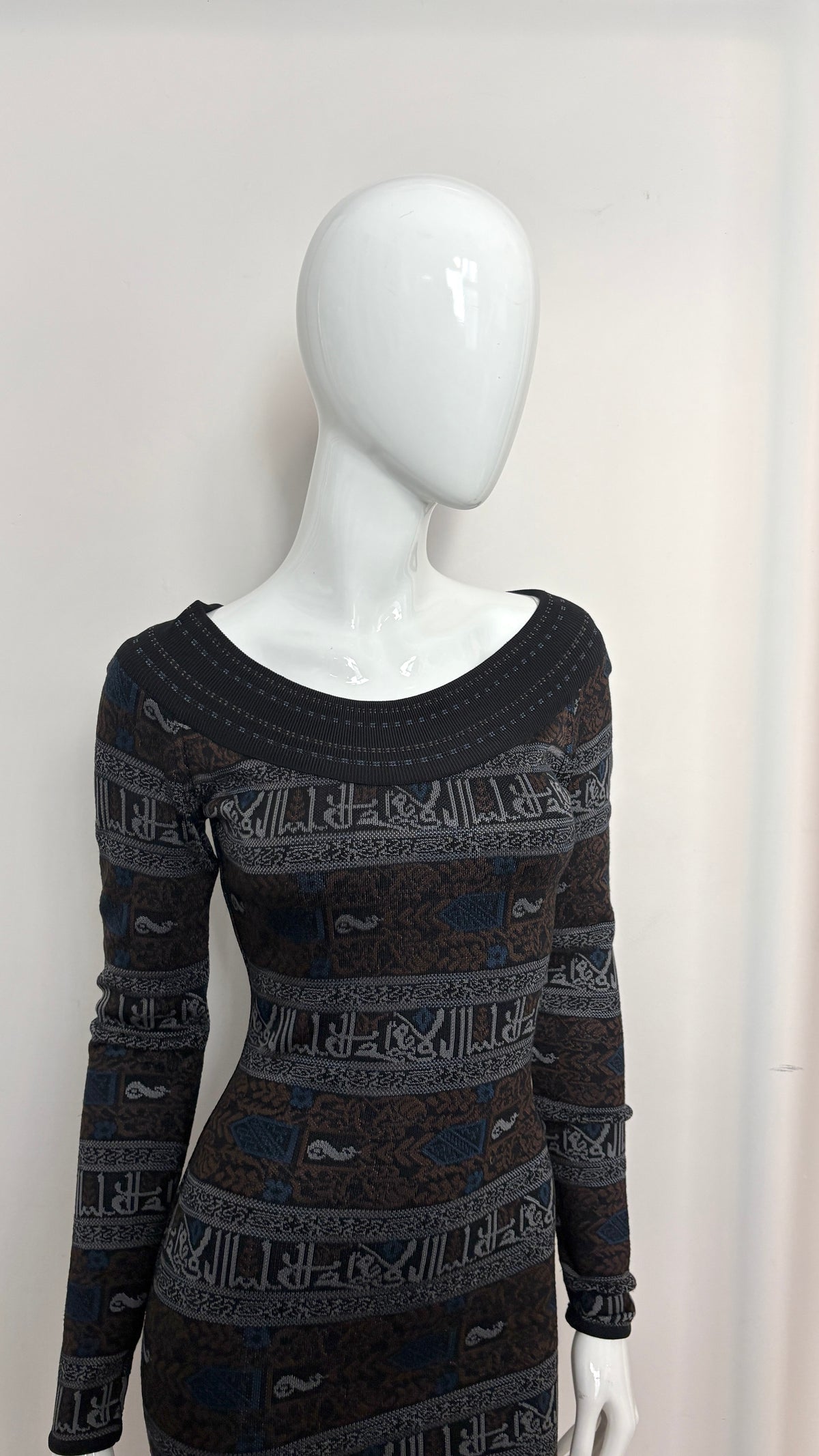 Alaïa A/W 1990 mini dress with calligraphy motif
