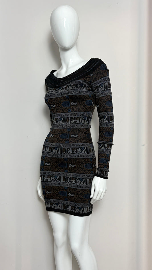 Alaïa A/W 1990 mini dress with calligraphy motif