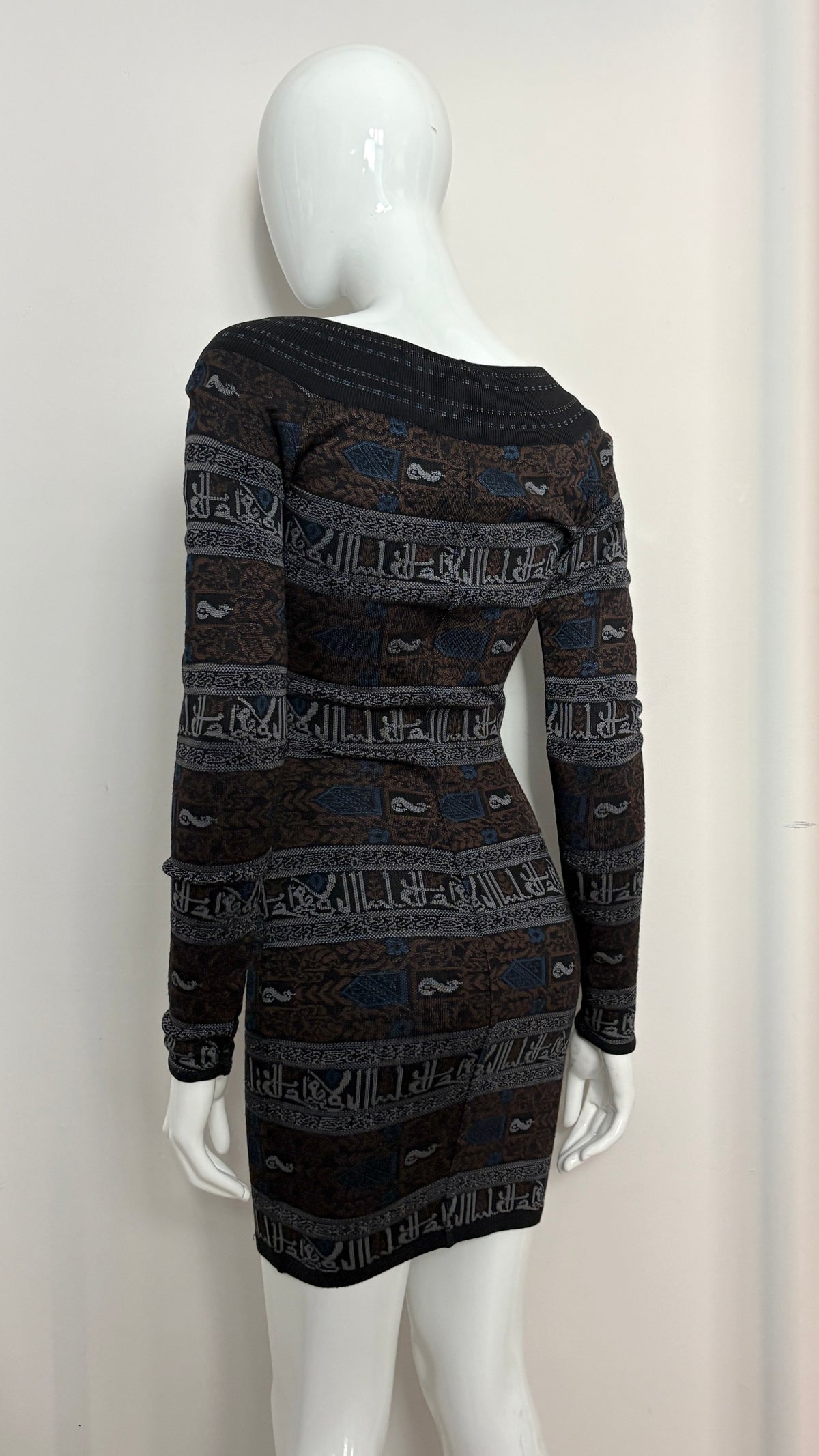 Alaïa A/W 1990 mini dress with calligraphy motif
