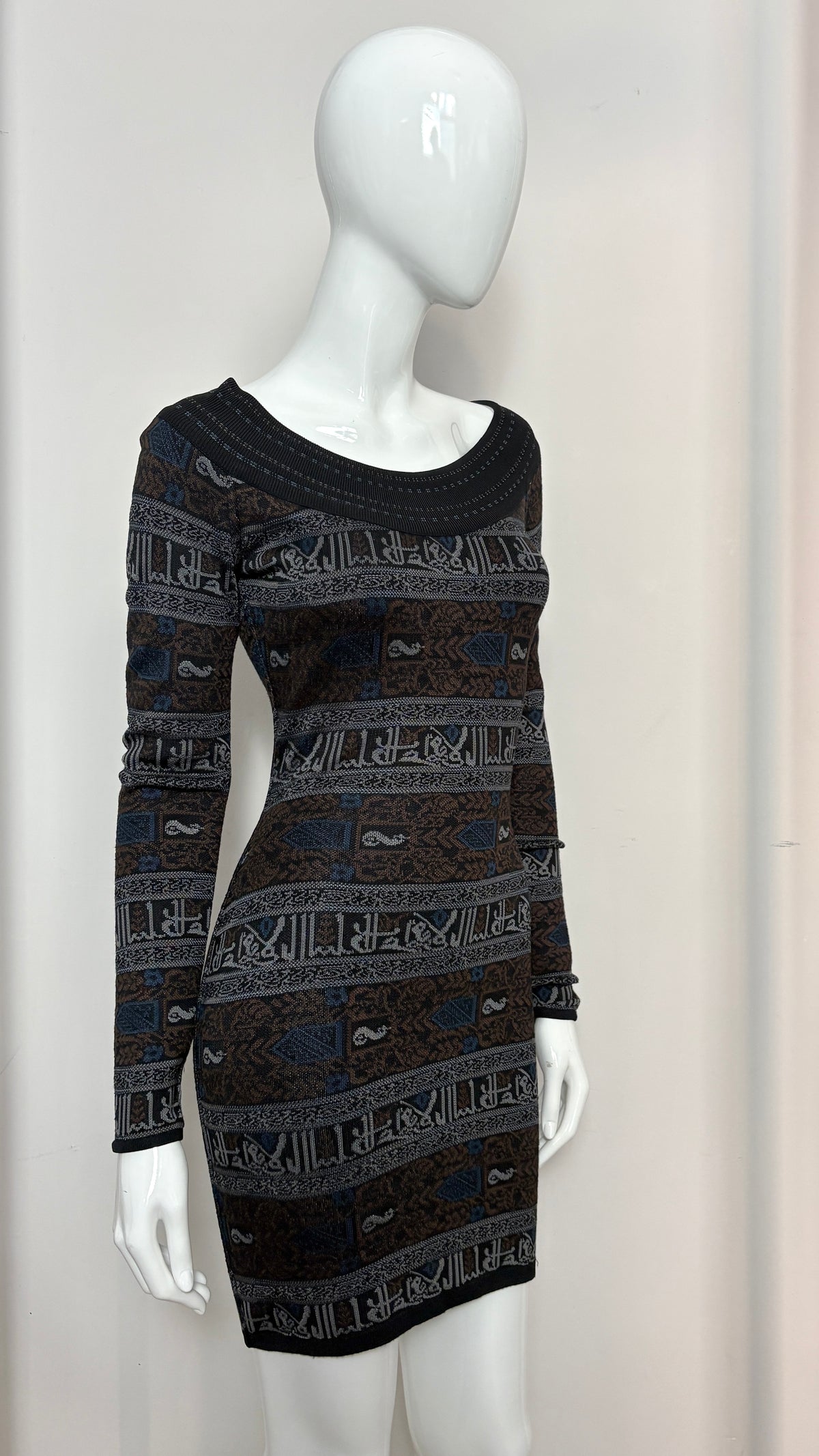 Alaïa A/W 1990 mini dress with calligraphy motif