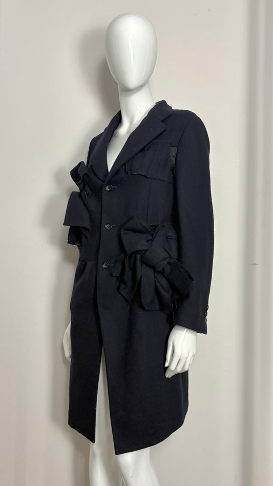 Comme des Garcons A/W 2013 raw edge integrated bow coat