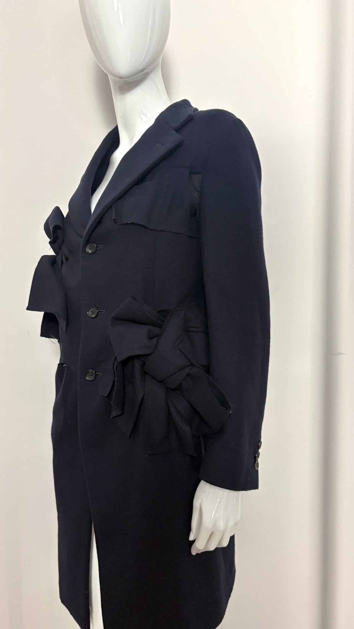 Comme des Garcons A/W 2013 raw edge integrated bow coat